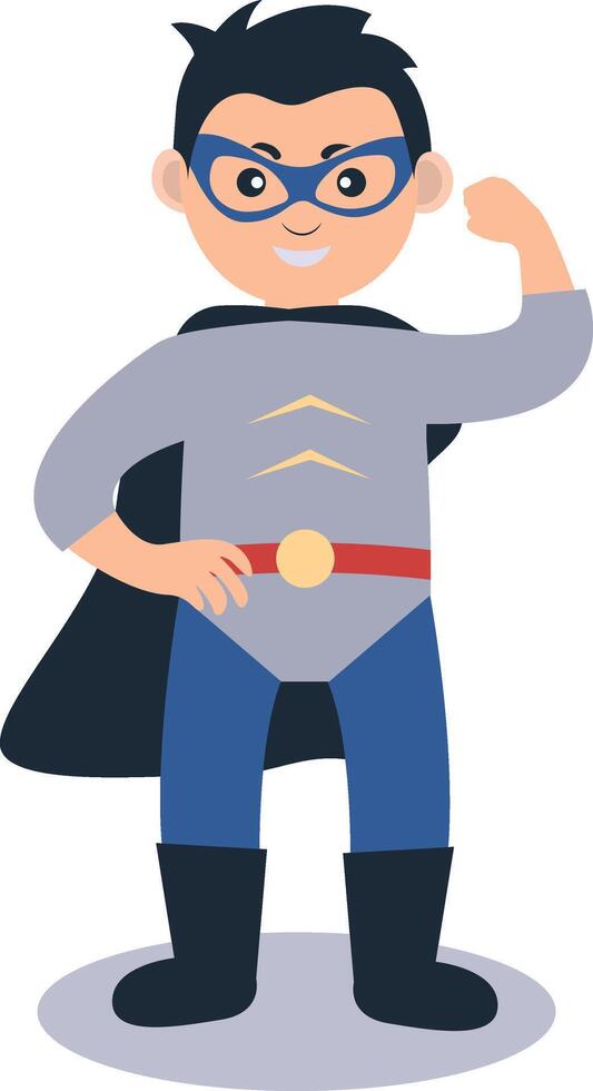 Children Superhero Cartoon Character in Flat Design vector