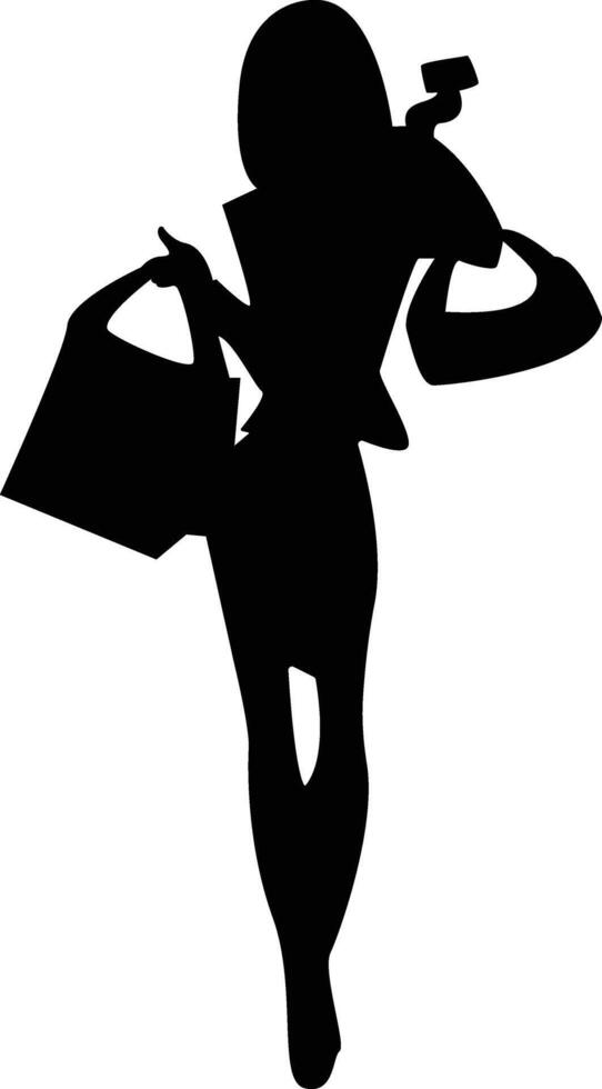Shopping Girl Silhouette in Flat Design Style vector