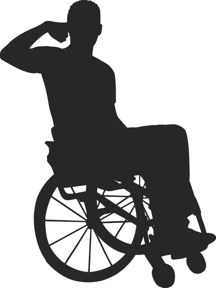 Silhouette of Disabled Wheelchair with Flat Design vector