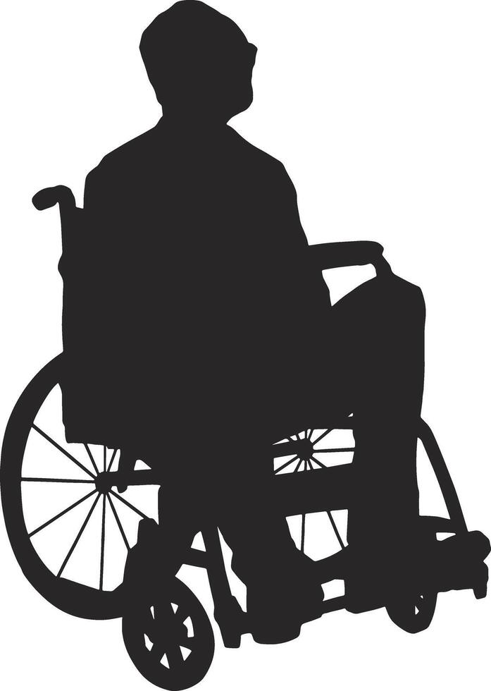 Silhouette of Disabled Wheelchair in Cartoon Design vector