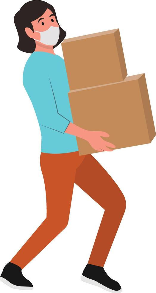 Person Volunteers and Donation on White Background. vector