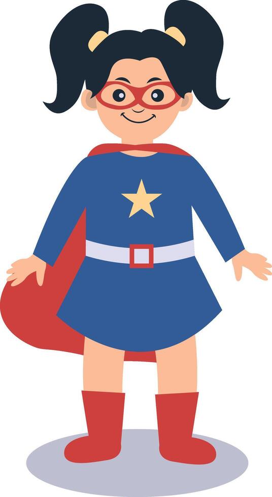 Children Superhero Cartoon Character in Flat Design. vector