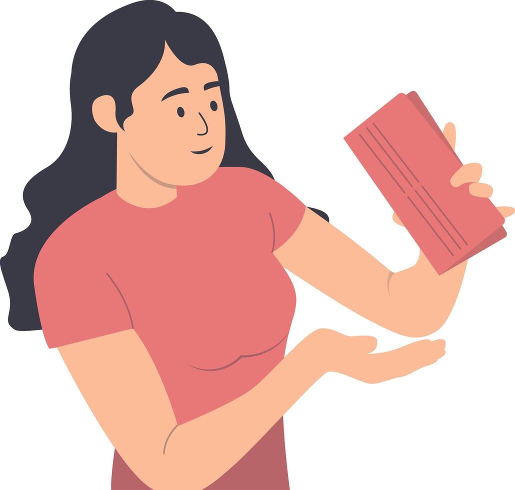 Person Holding Empty Wallet with Cartoon Design. vector