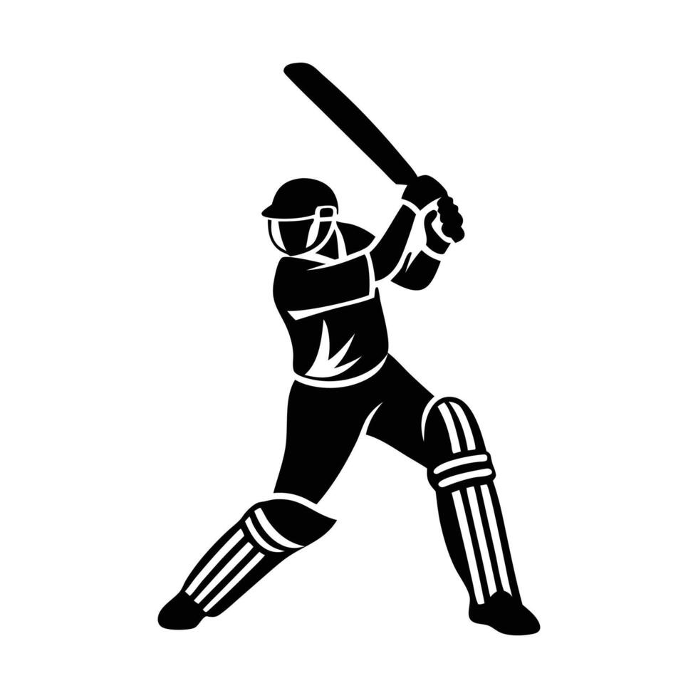 A silhouette of a man hitting a ball vector