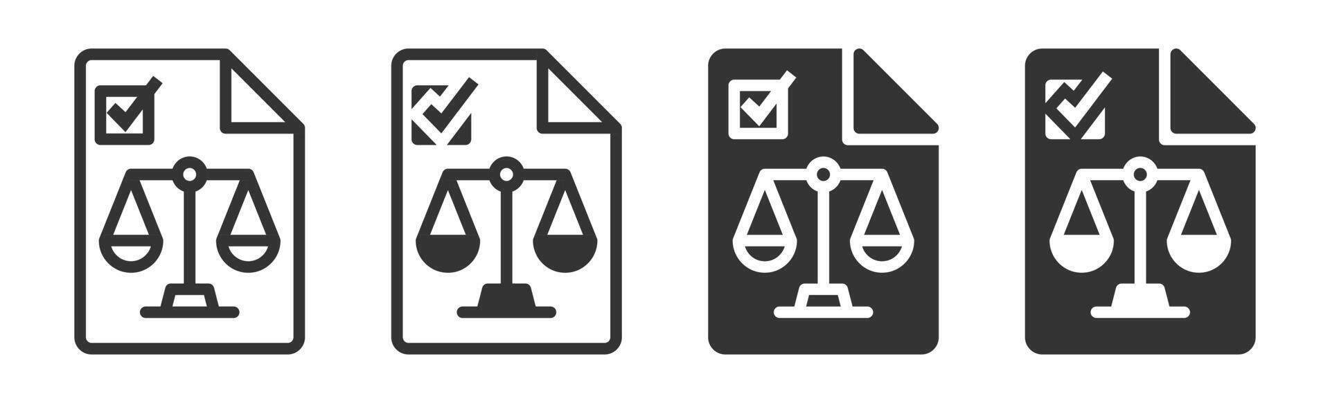 Three black and white icons of scales of justice vector
