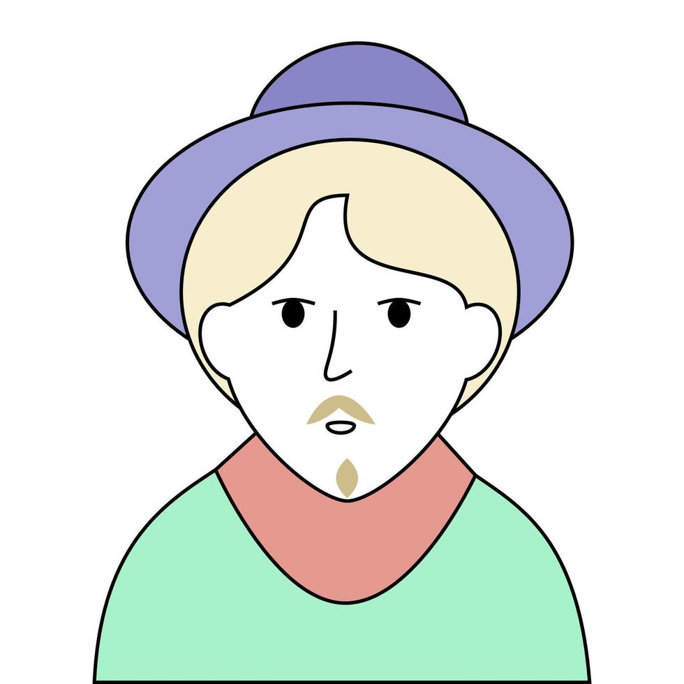 A man with a hat on his head vector