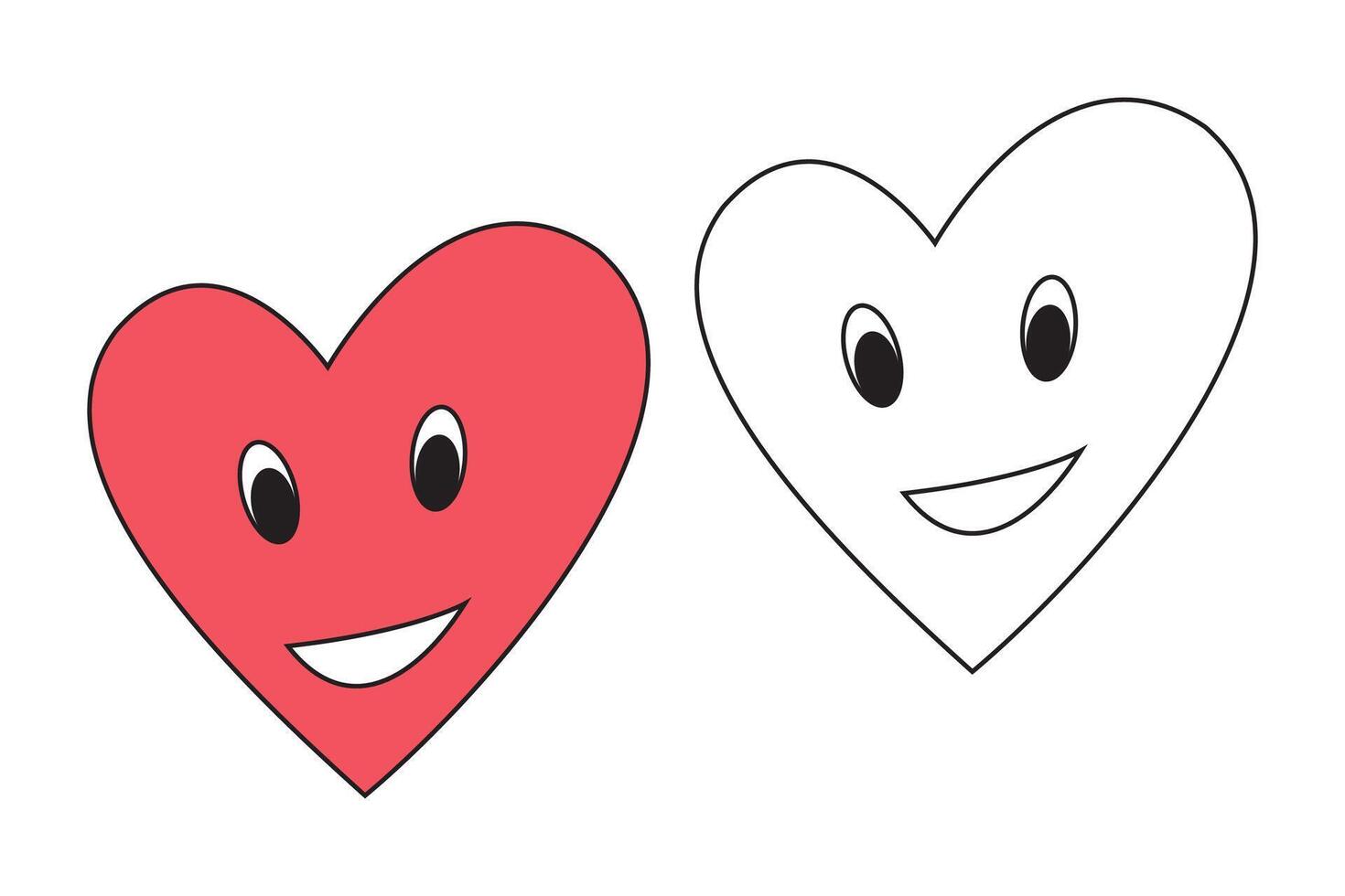 Two hearts with smiling faces and eyes vector