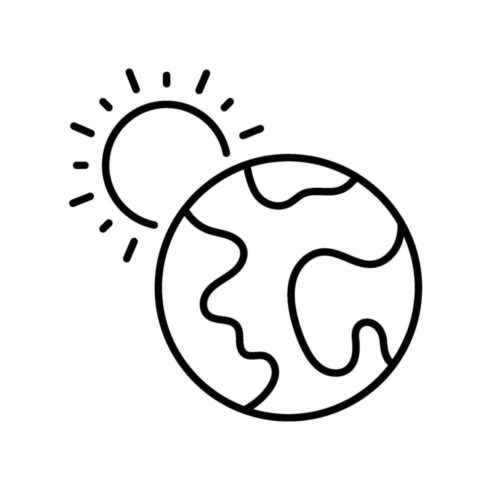 Earth And Sun outline icon. EPS 10 file vector