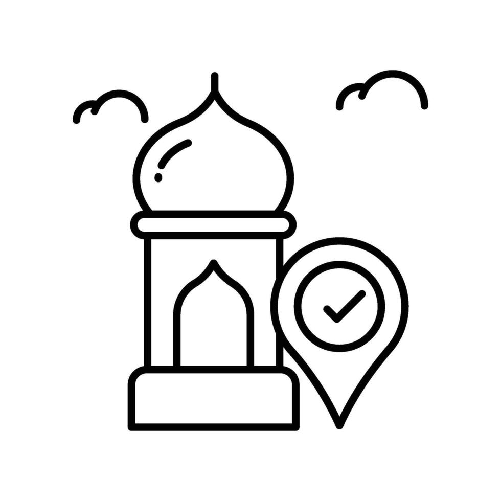 Mosque Location outline icon. EPS 10 file vector