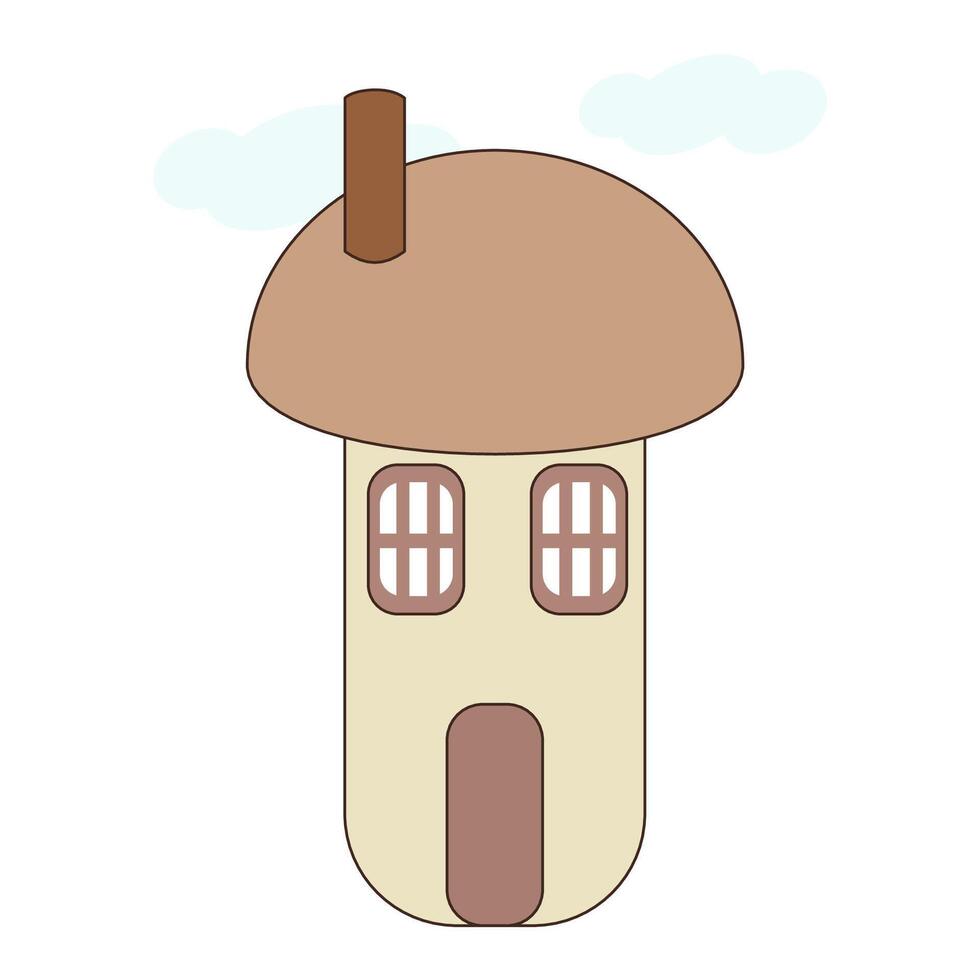 A mushroom house with a roof on top vector