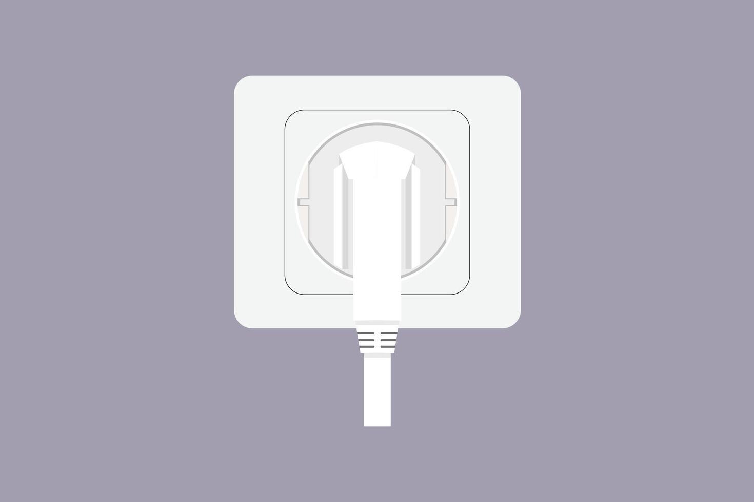 Socket in plug. Electric socket Concept. Colored flat illustration isolated vector