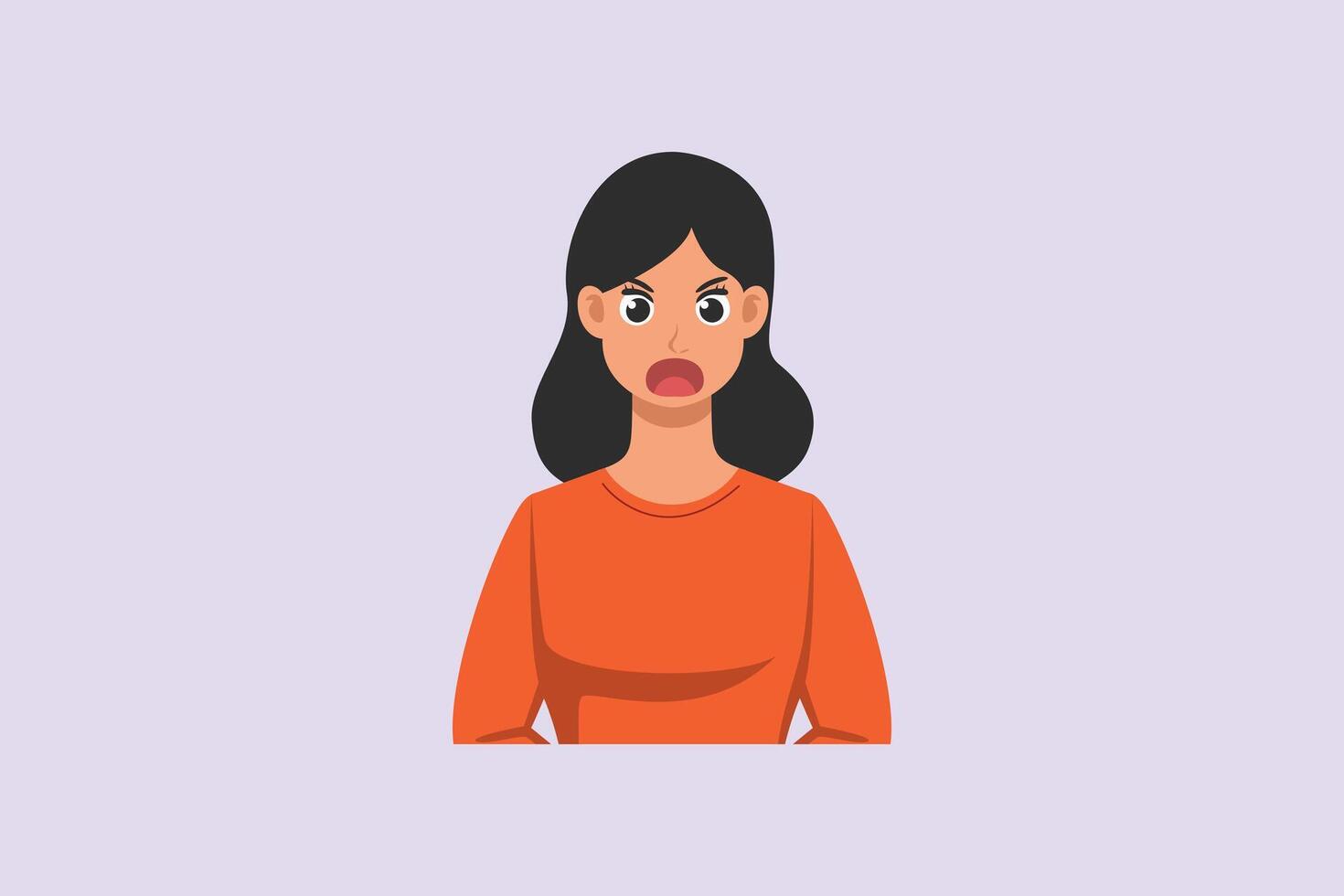 Angry woman's face. Face expressions Concept. Colored flat illustration isolated. vector