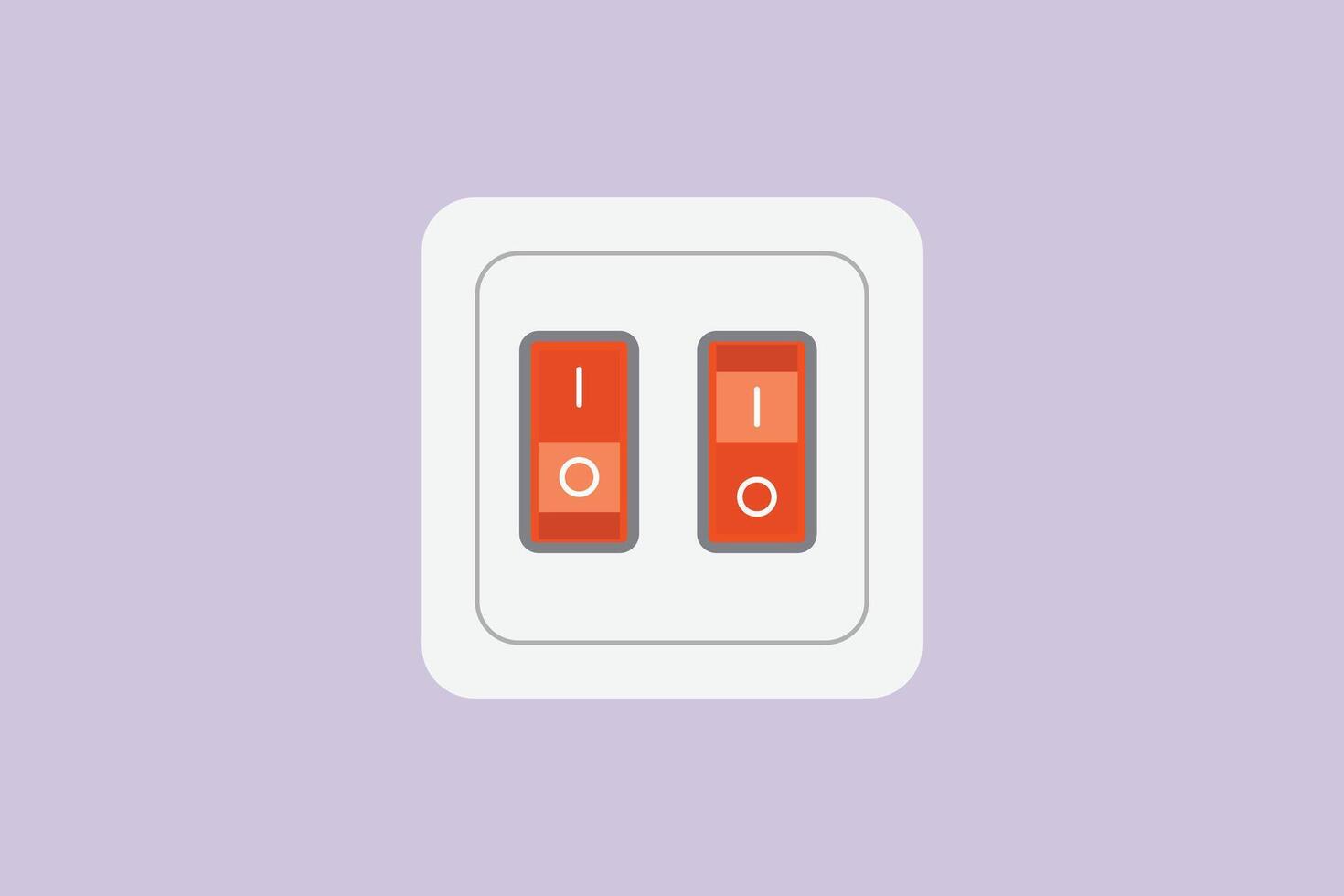 On and off sockets on the wall. Electric socket Concept. Colored flat illustration isolated vector