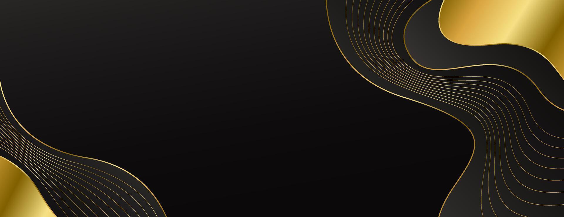Elegant Black and Gold Abstract Luxury Banner Background. Modern wave design vector