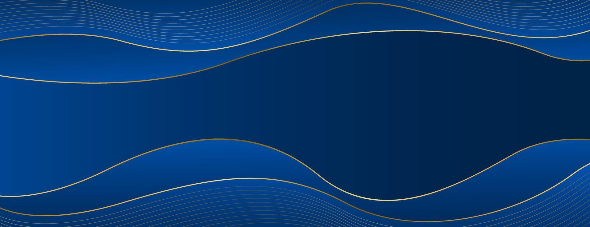 Minimalist Blue and Gold Abstract Luxury Banner Background. Modern wave design vector
