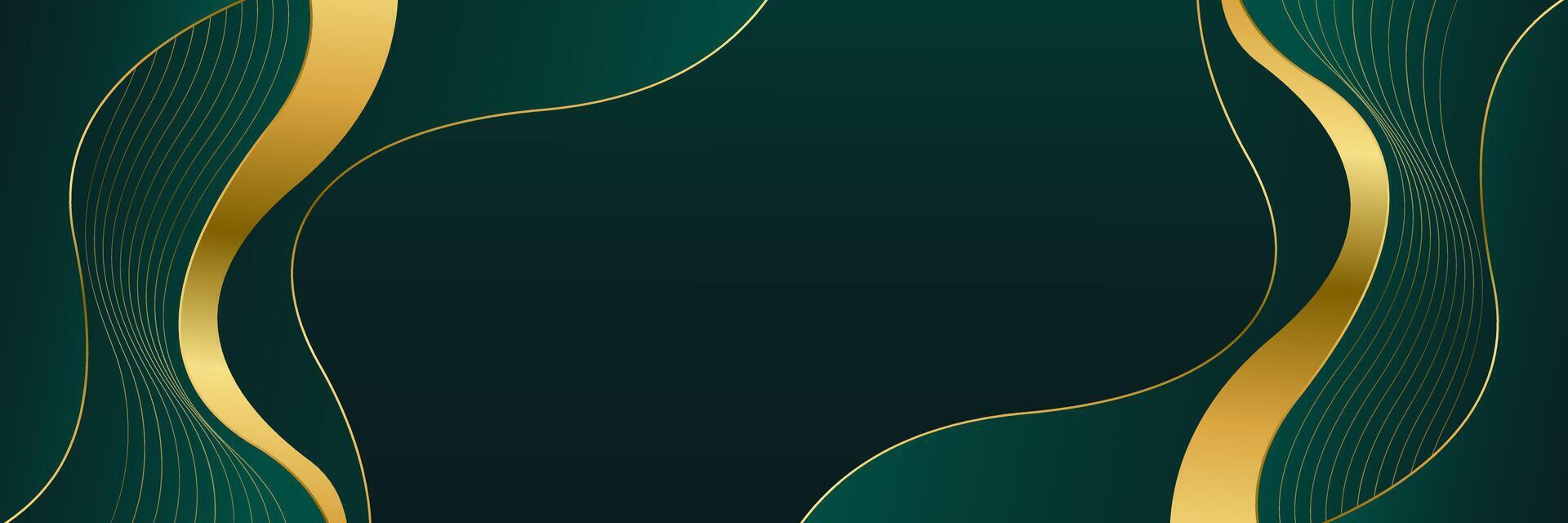 Modern emerald green and gold luxury banner background vector