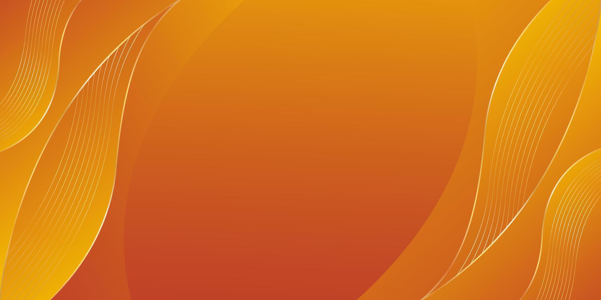 Abstract modern orange luxury background with gold lines vector