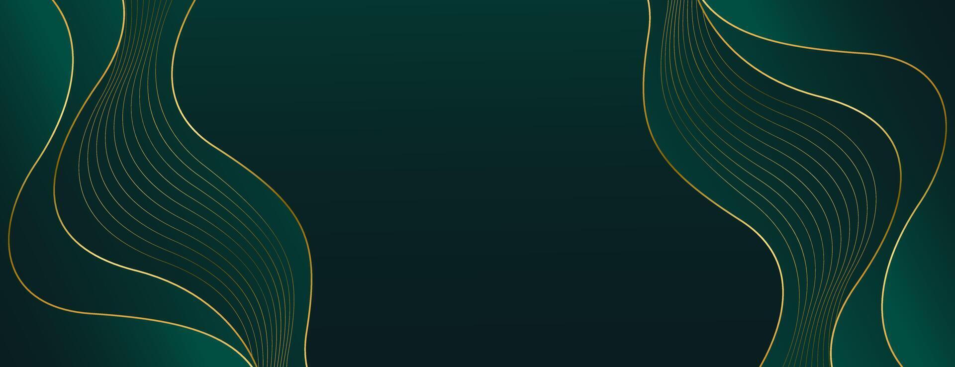 Elegant emerald green and gold banner background vector