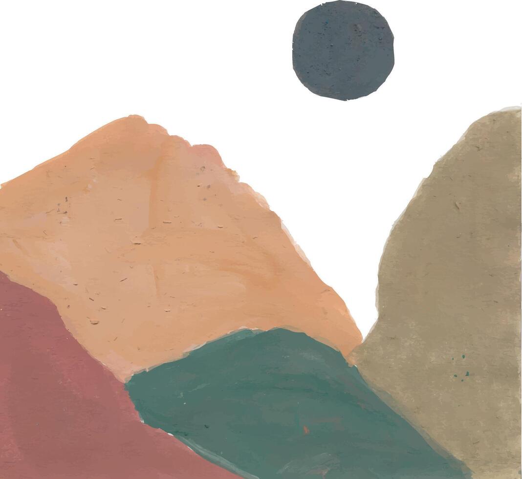 Abstract Mountain Landscape with Geometric Shapes and Earth Tones vector