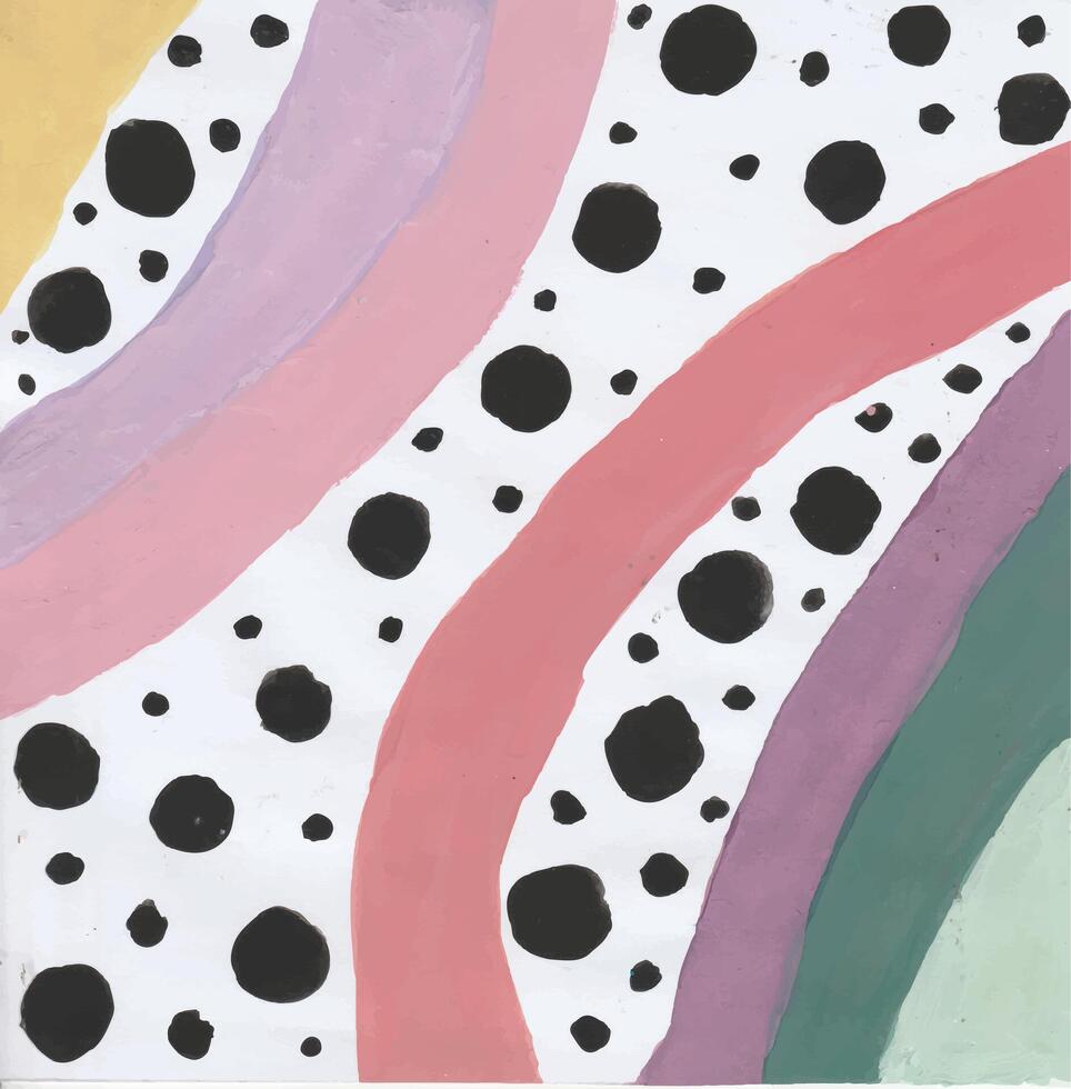 Colorful Abstract Painting with Dots and Curves vector