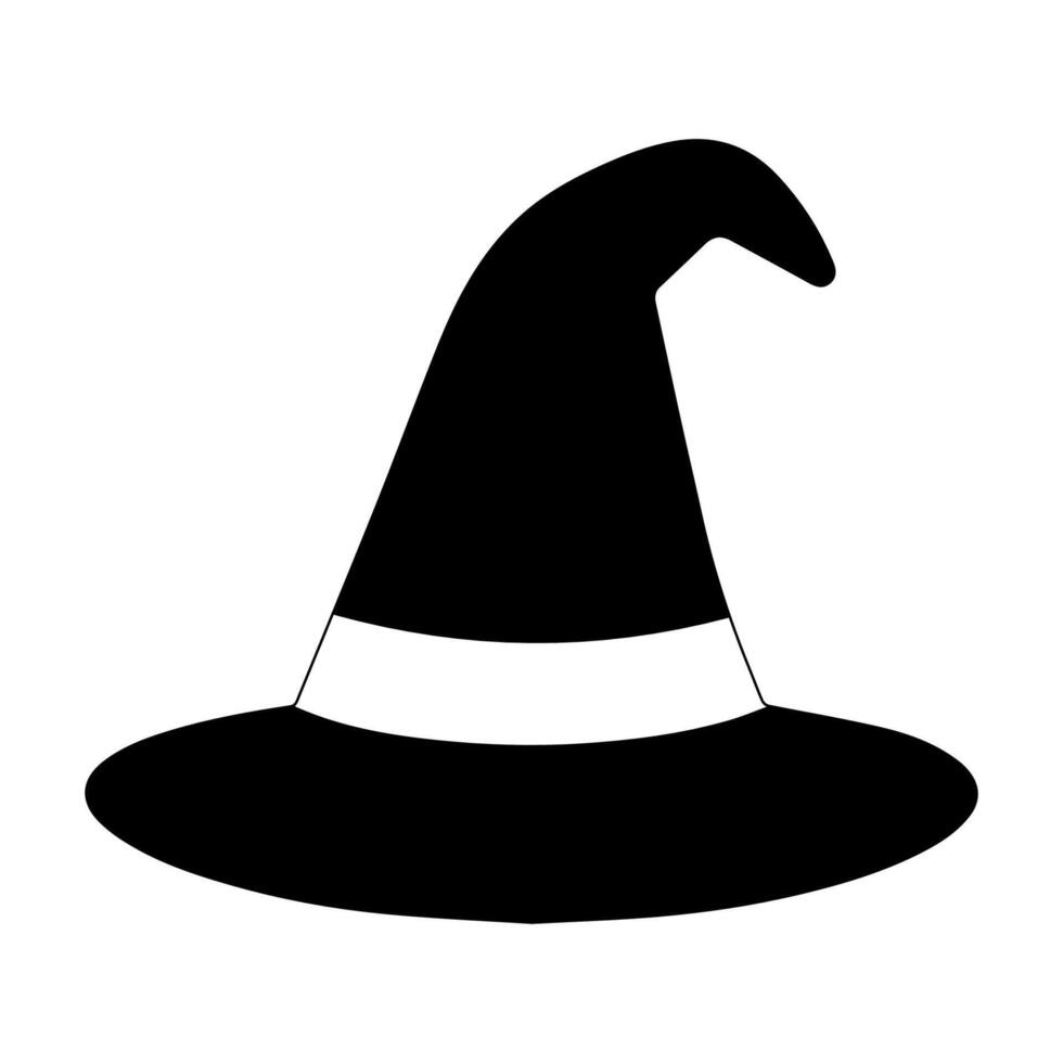 Classic Black Witch Hat with White Band for Halloween Costume vector