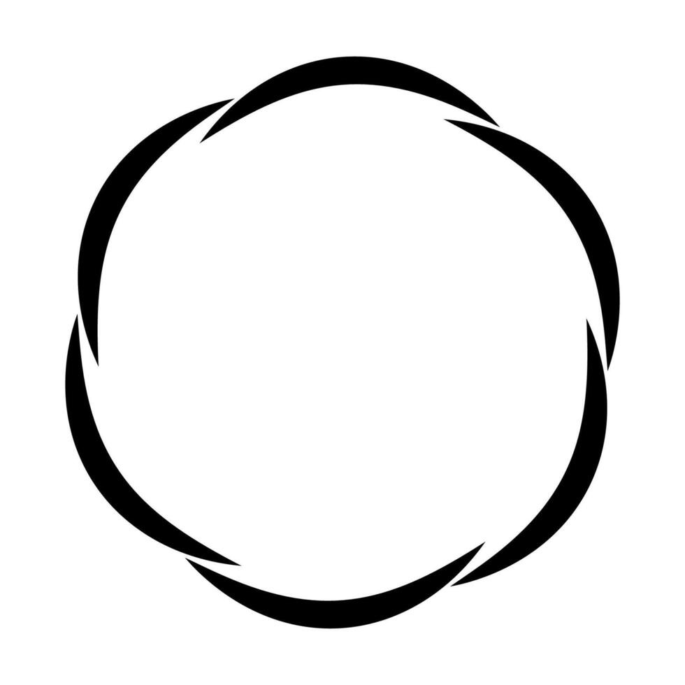 Curved abstract swirl forming circle frame, minimalist black element vector