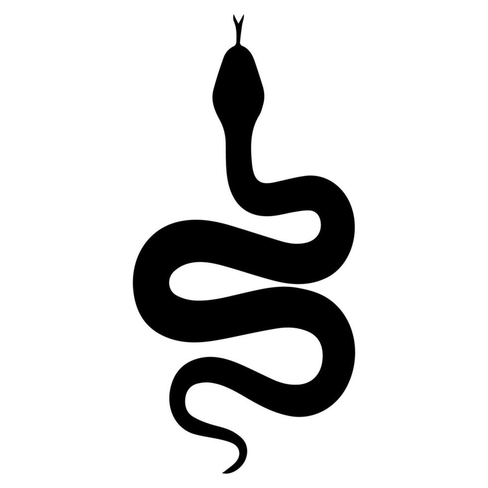 Elegant Black Snake Silhouette Striking Reptile Illustration vector