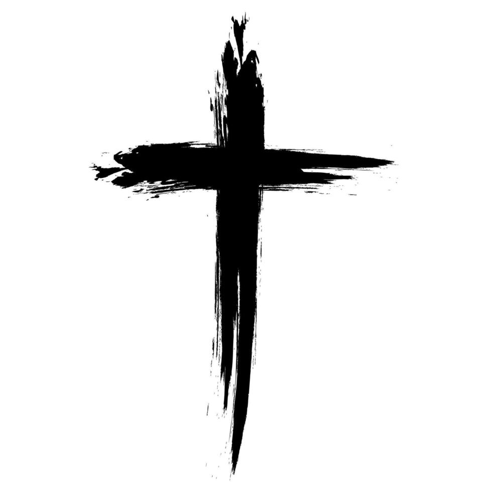 Brushstroke Cross Bold Faith Symbol on White vector