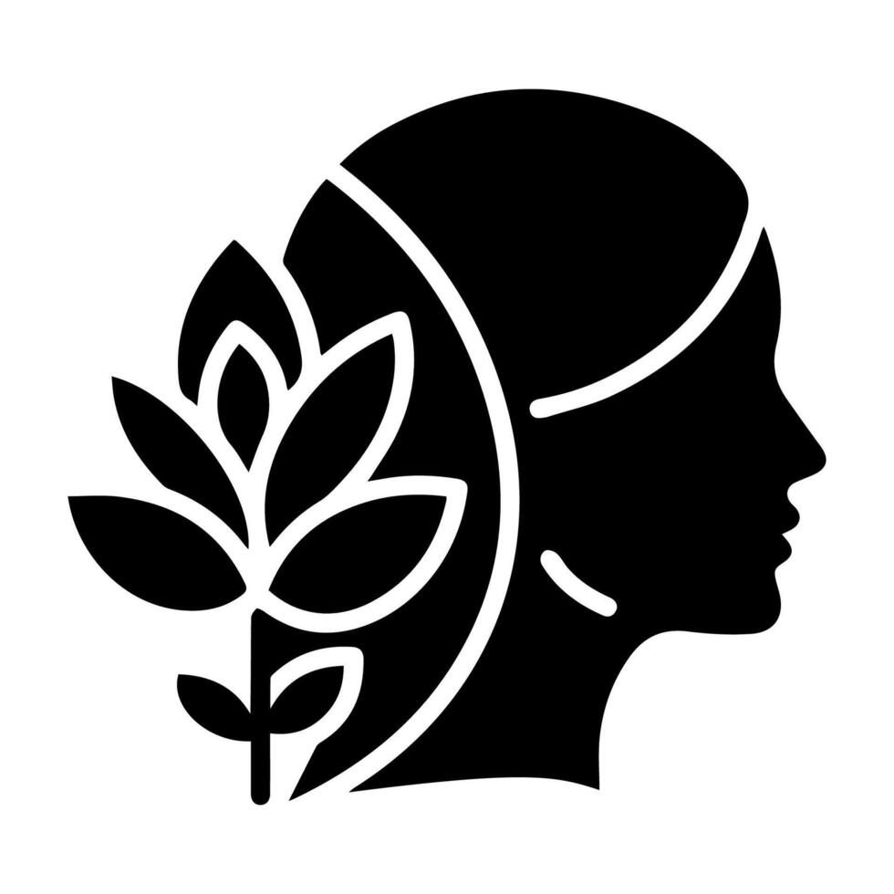 Elegant Woman Profile with Blooming Lotus Flower, symbol of rejuvenation vector