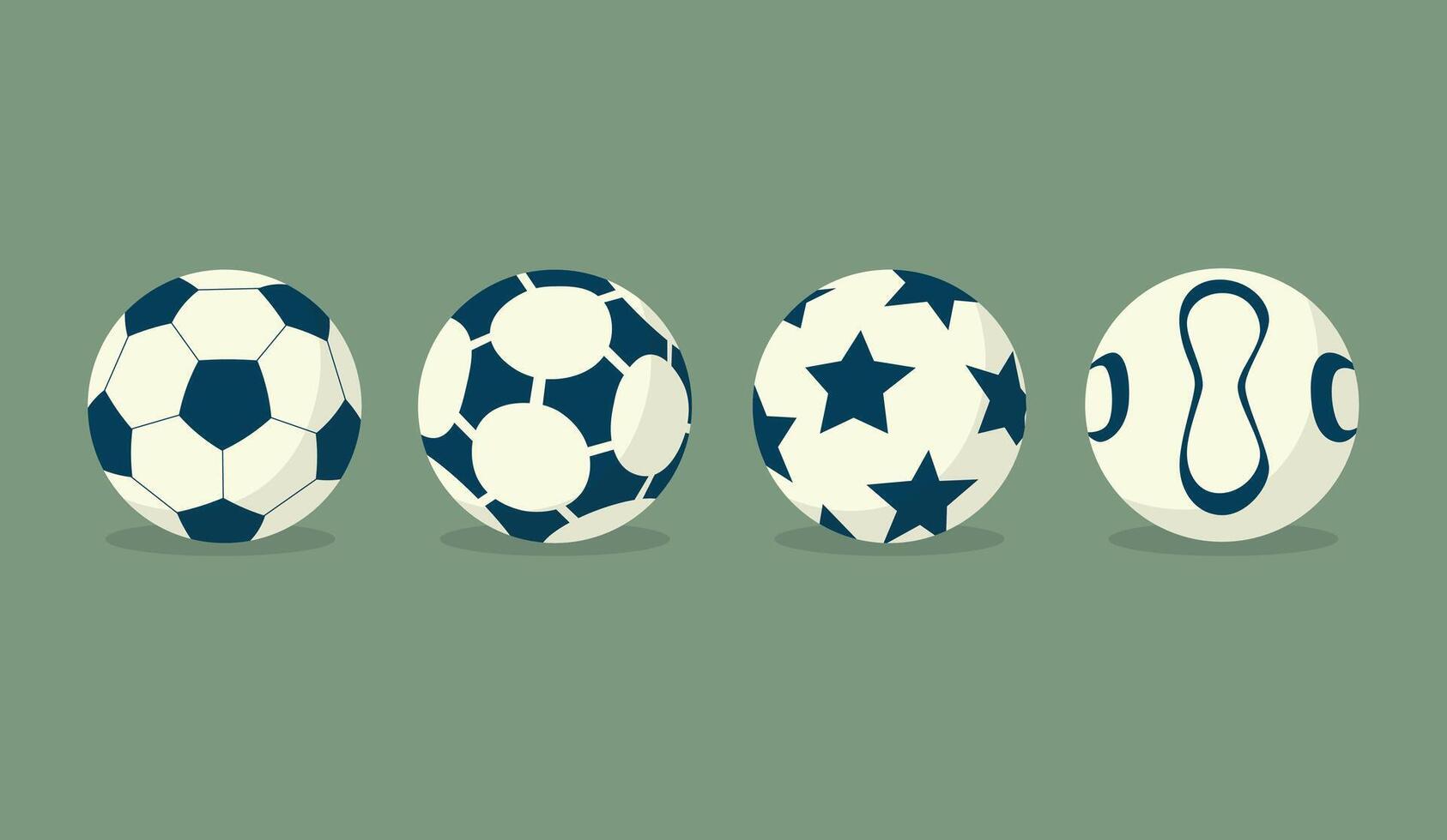 Set of Soccer Football Ball with Various Pattern Flat Illustration vector