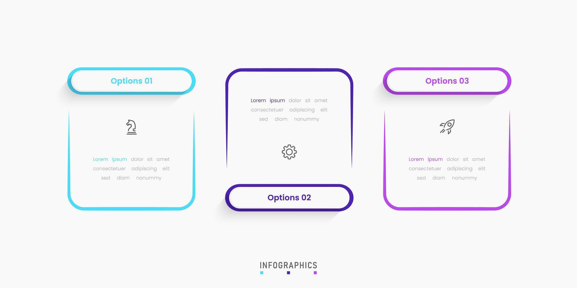 Infographic with icons and 3 options. Can be used for process diagram, presentations, workflow layout, banner, flow chart, info graph. vector