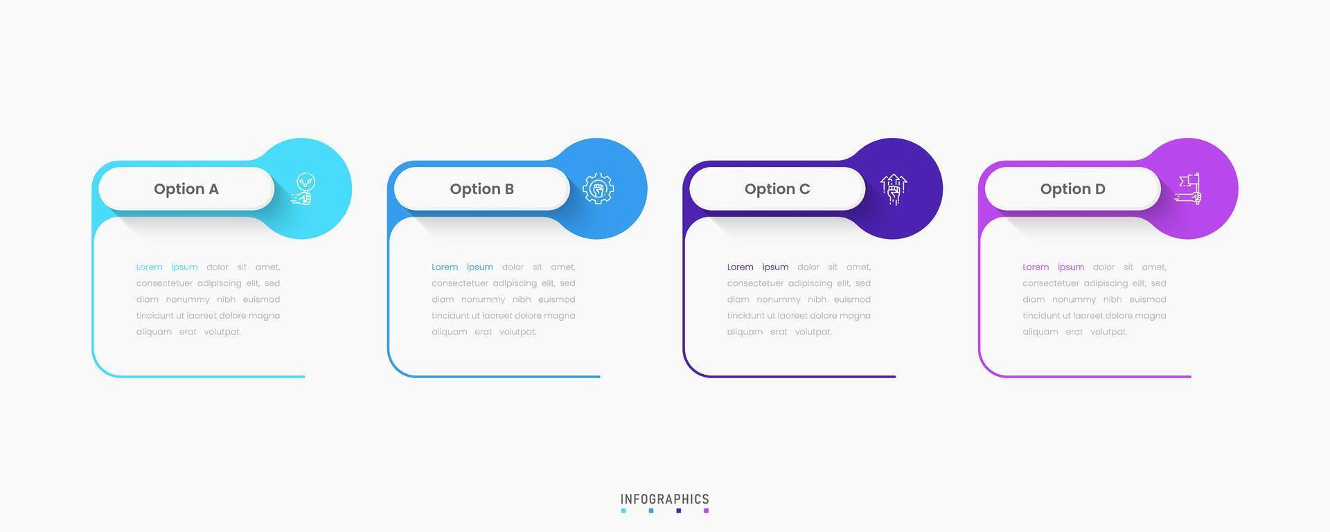 Infographic with icons and 4 options. Can be used for process diagram, presentations, workflow layout, banner, flow chart. vector