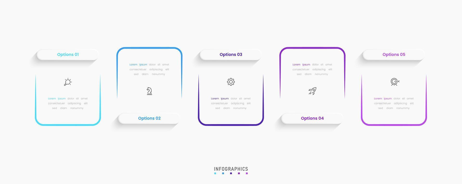 Infographic with icons and 5 options. Can be used for process diagram, presentations, workflow layout, flow chart, info graph. vector