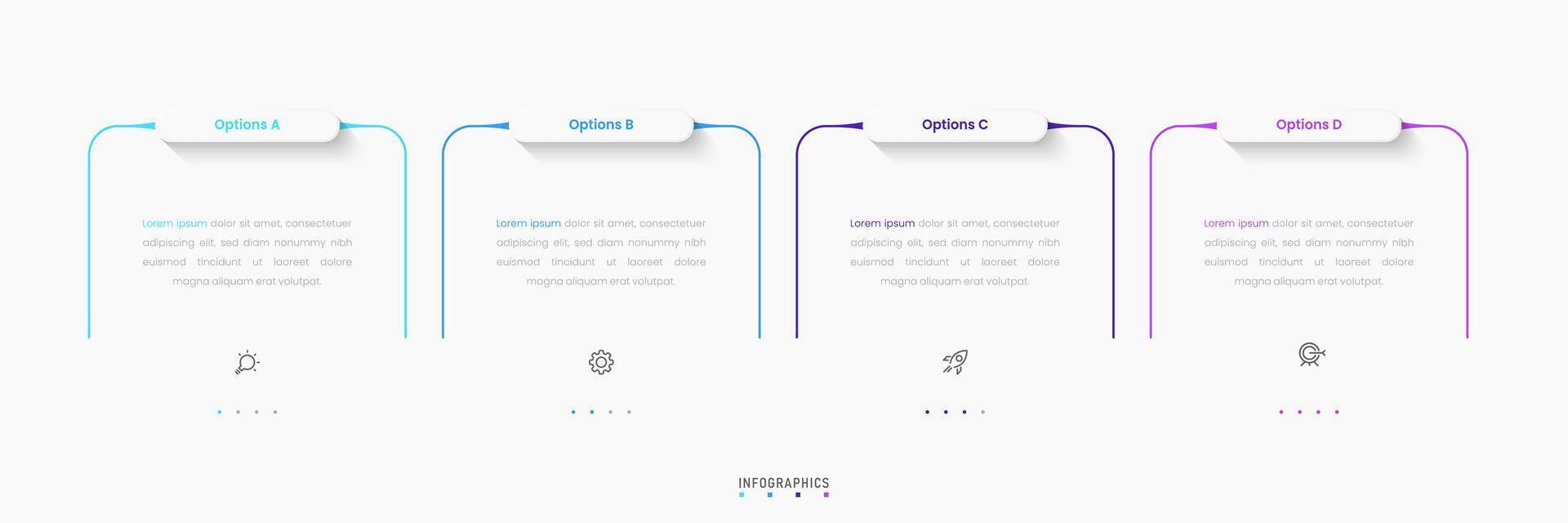 Infographic with icons and 4 options or steps. Can be used for process diagram, presentations, workflow layout, banner, flow chart. vector