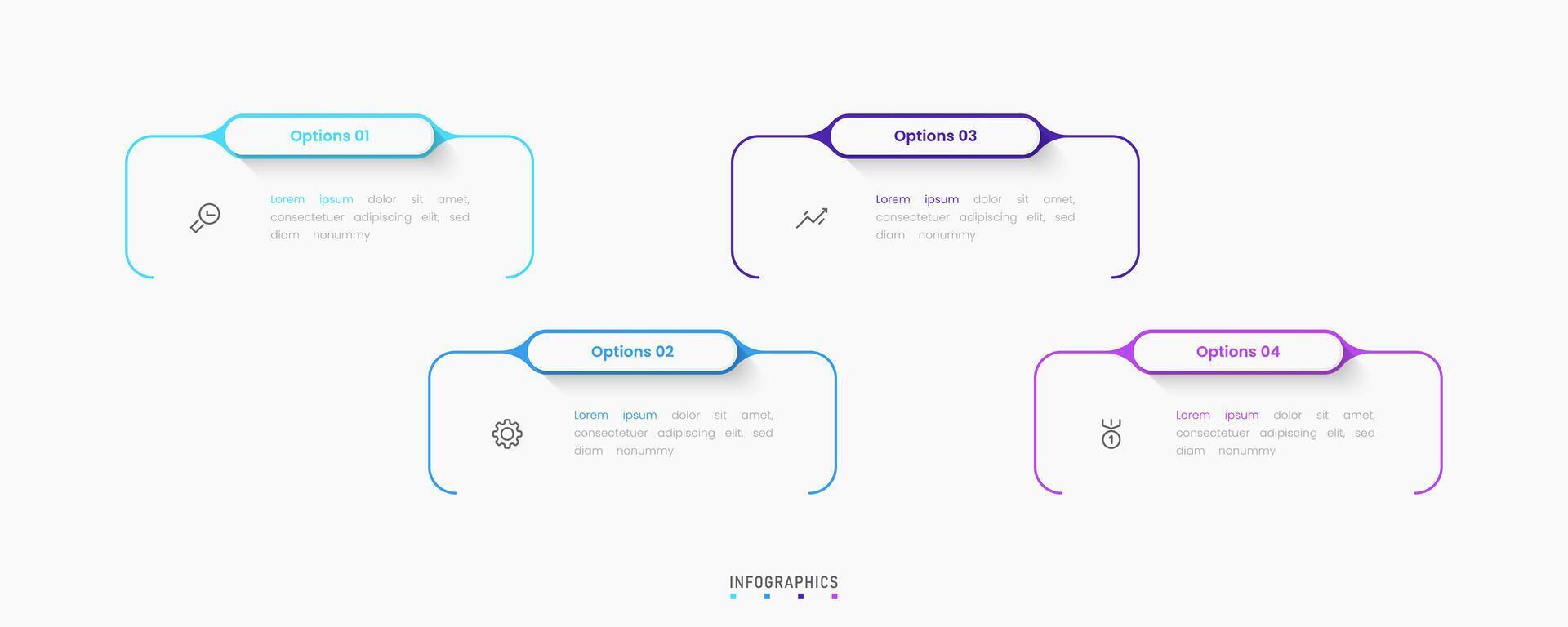 Infographic with icons and 4 options. Can be used for process diagram, presentations, workflow layout, banner, info graph. vector
