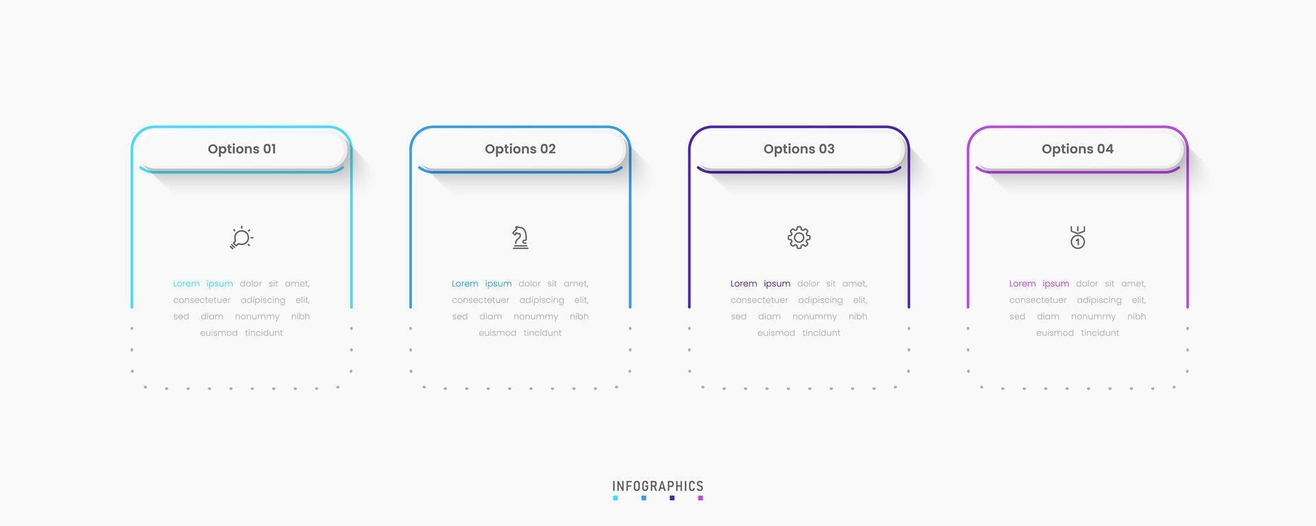 Infographic with icons and 4 options or steps. Can be used for process diagram, presentations, workflow layout, banner. vector