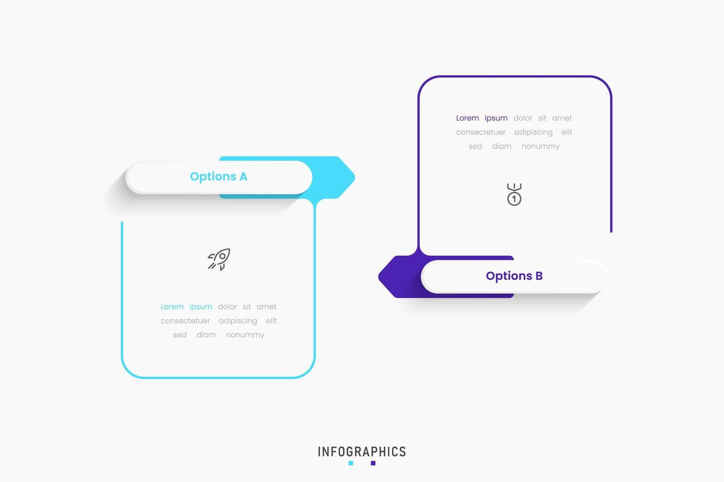 Infographic with icons and 2 options or steps. Can be used for process diagram, presentations, workflow layout, flow chart, info graph. vector
