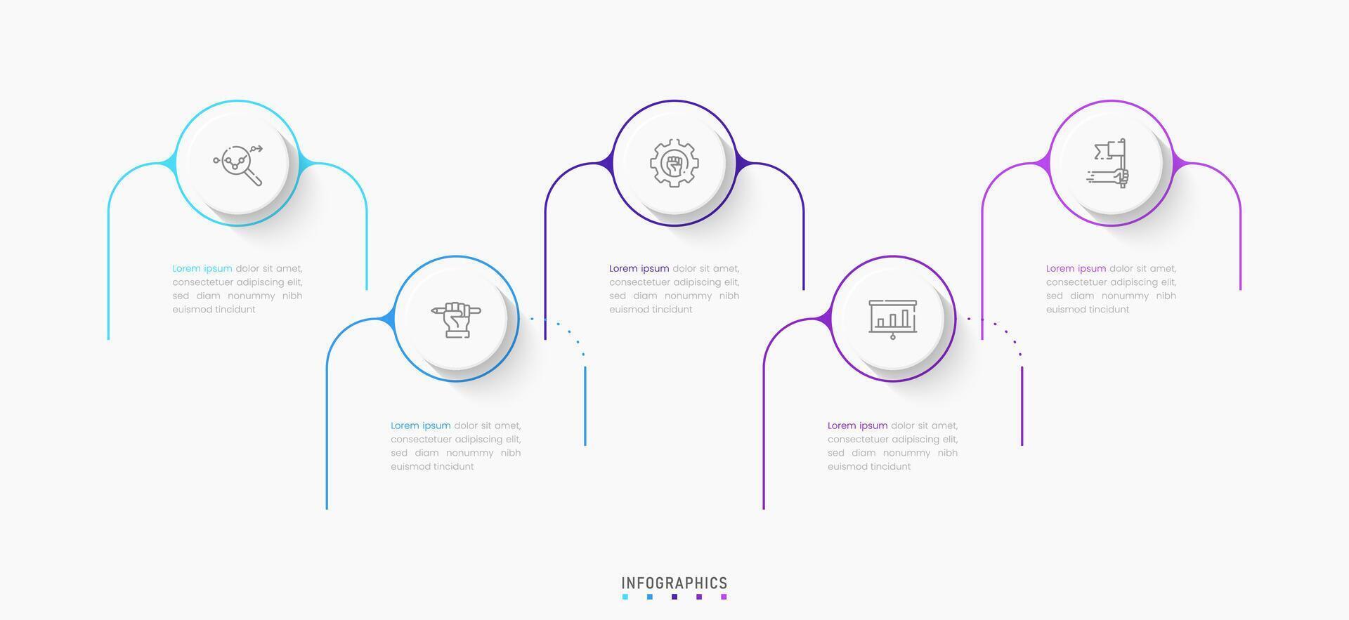 Infographic with icons and 5 options. Can be used for process diagram, presentations, workflow layout, banner, flow chart. vector