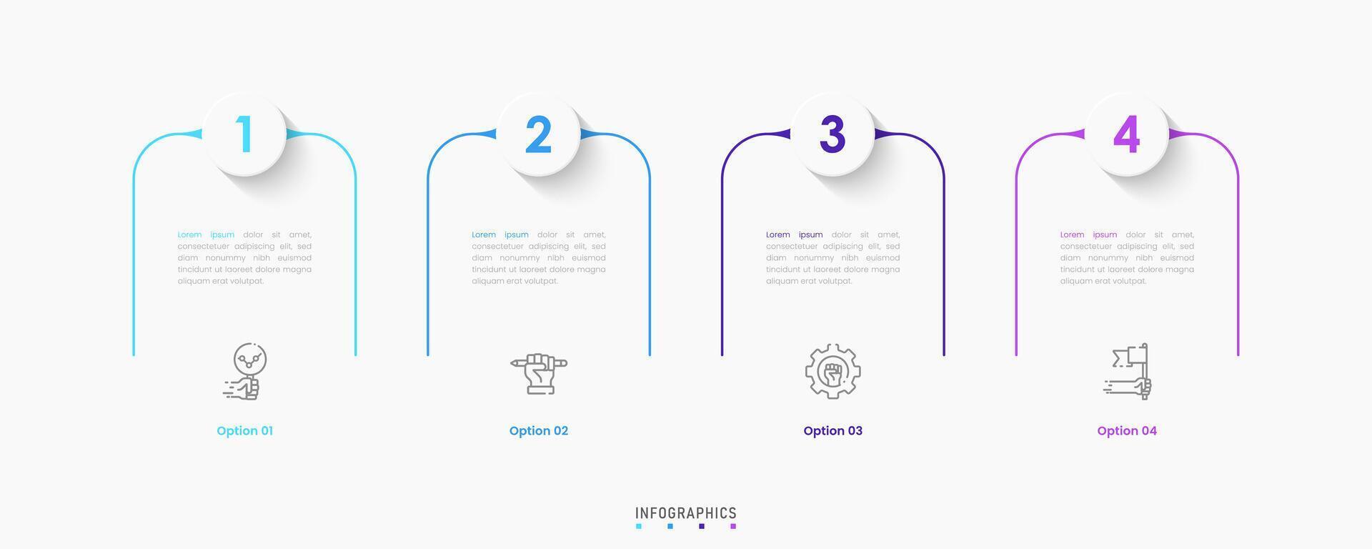 Infographic with icons and 4 options. Can be used for process diagram, presentations, workflow layout, banner, flow chart, info graph. vector