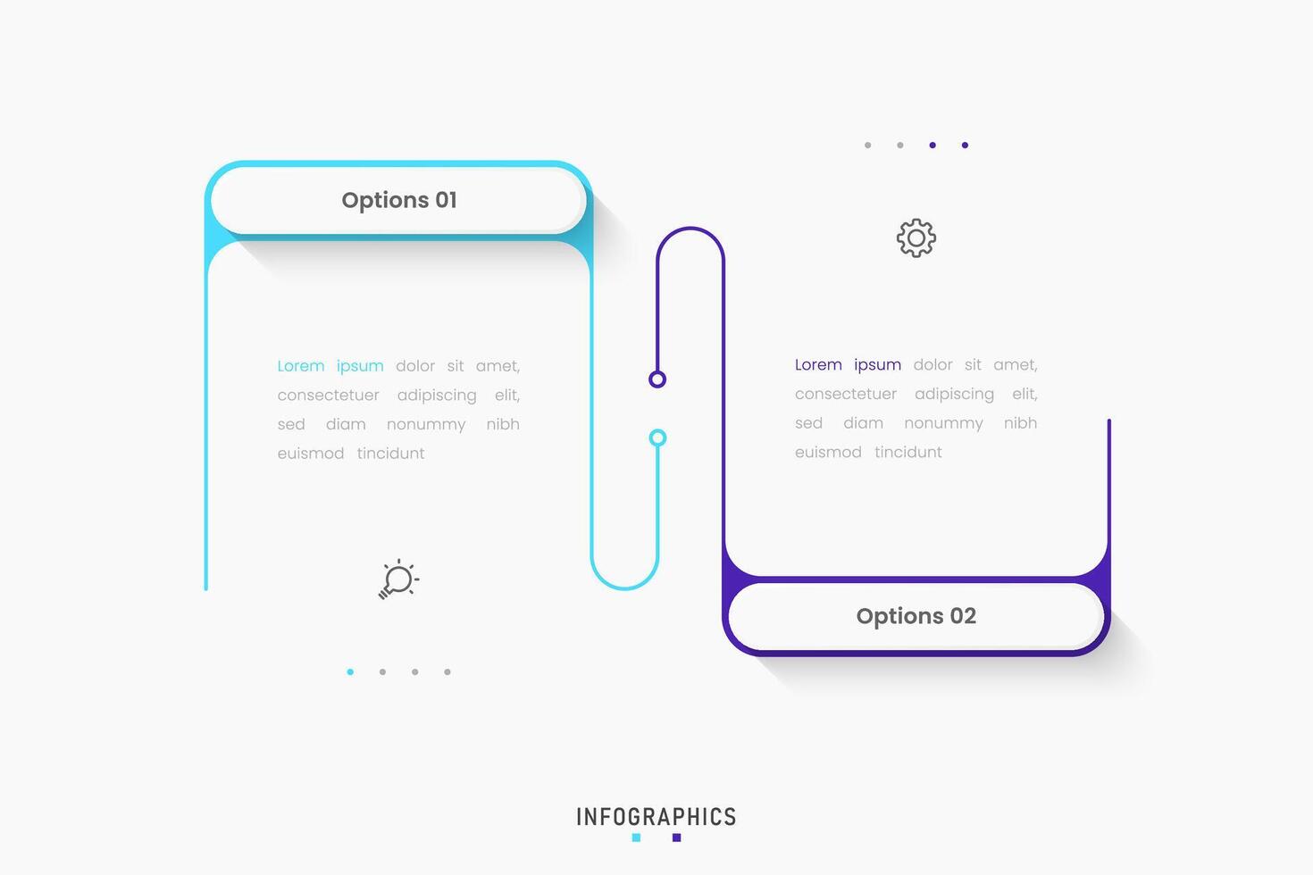 Infographic with icons and 2 options or steps. Can be used for process diagram, presentations, workflow layout, banner, info graph. vector