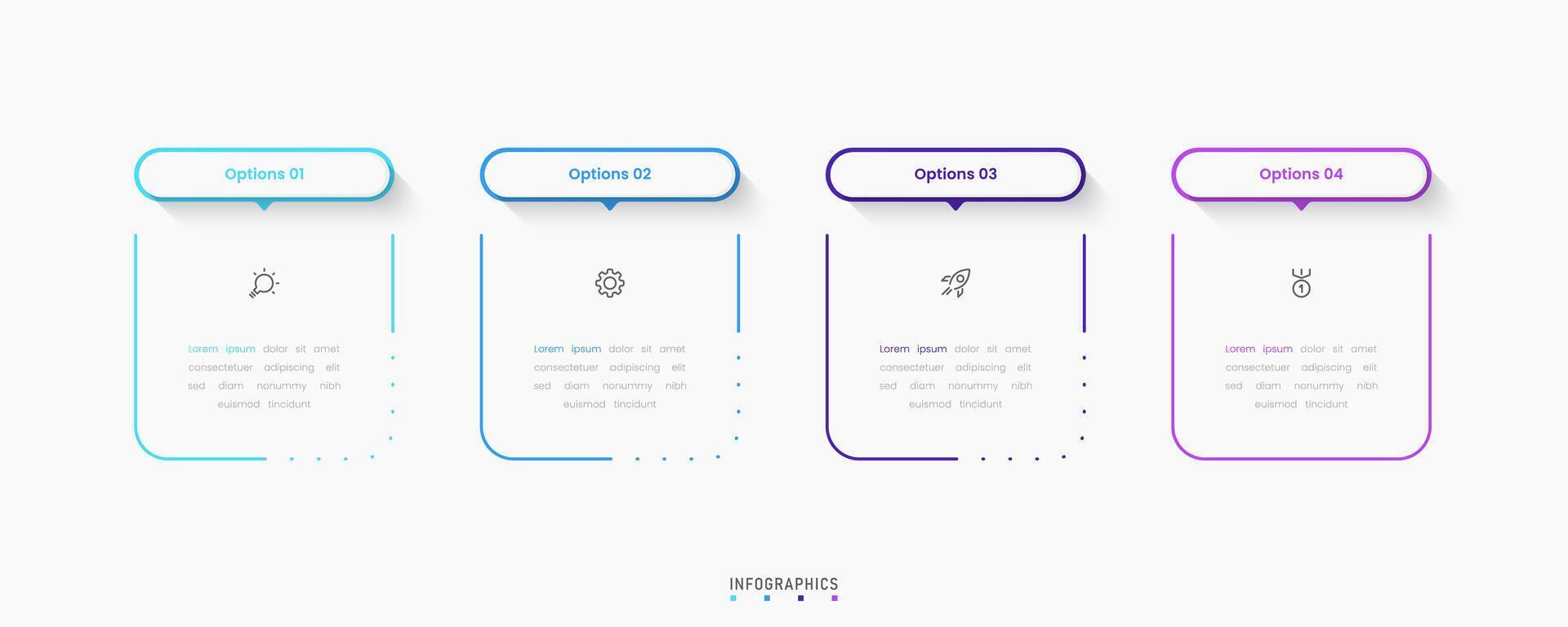 Infographic with icons and 4 options or steps. Can be used for process diagram, workflow layout, banner, flow chart, info graph. vector