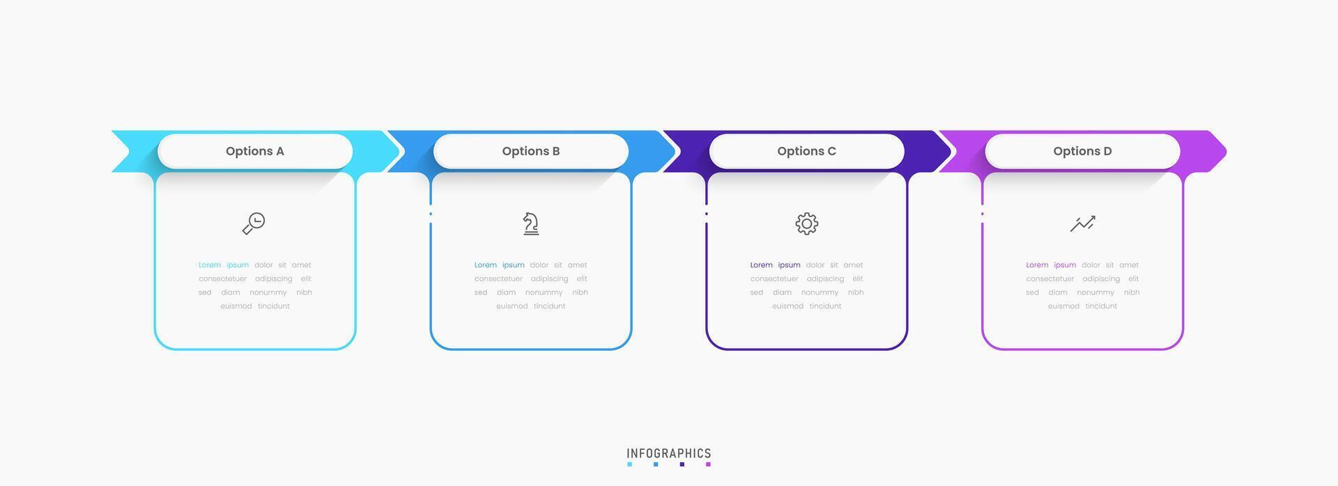 Infographic with icons and 4 options or steps. Can be used for process diagram, presentations, workflow, banner, info graph. vector