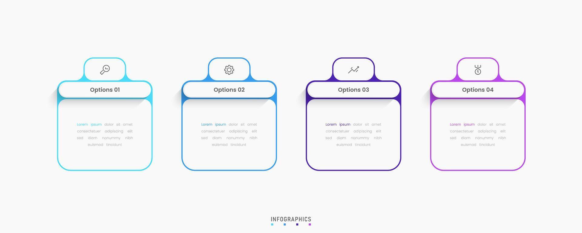 Infographic with icons and 4 options. Can be used for process diagram, presentations, workflow, banner, flow chart, info graph. vector