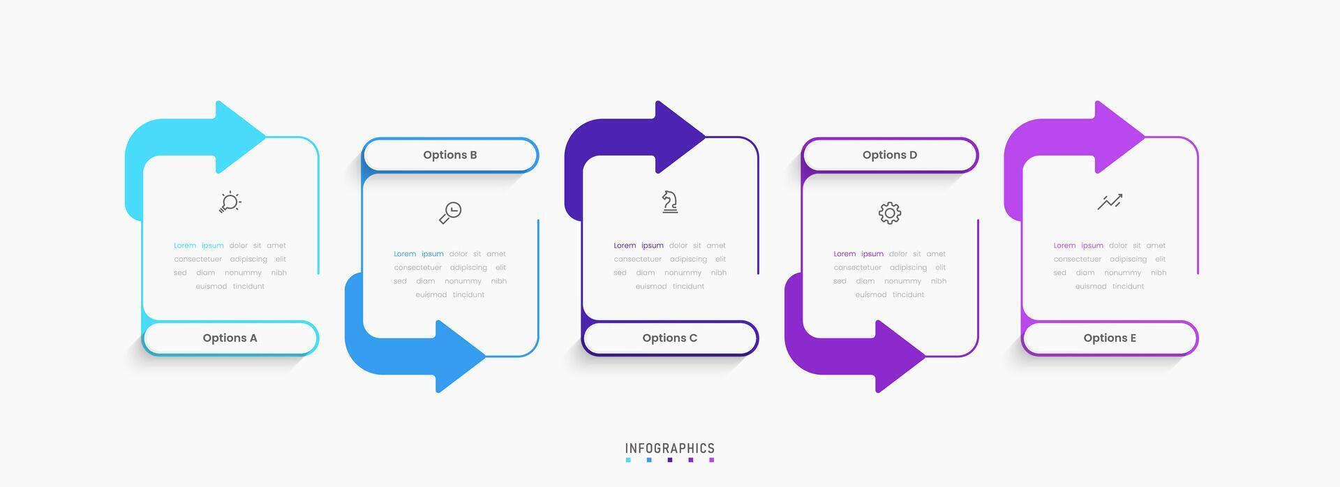Infographic with icons and 5 options. Can be used for process diagram, presentations, workflow layout, banner, flow chart vector