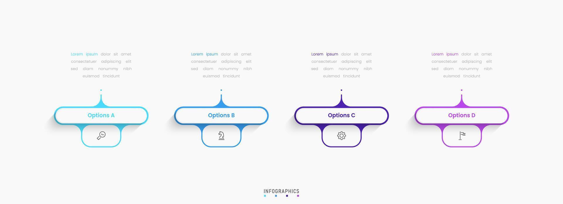 Infographic with icons and 4 options or steps. Can be used for process diagram, presentations, workflow, banner, flow chart, info graph. vector
