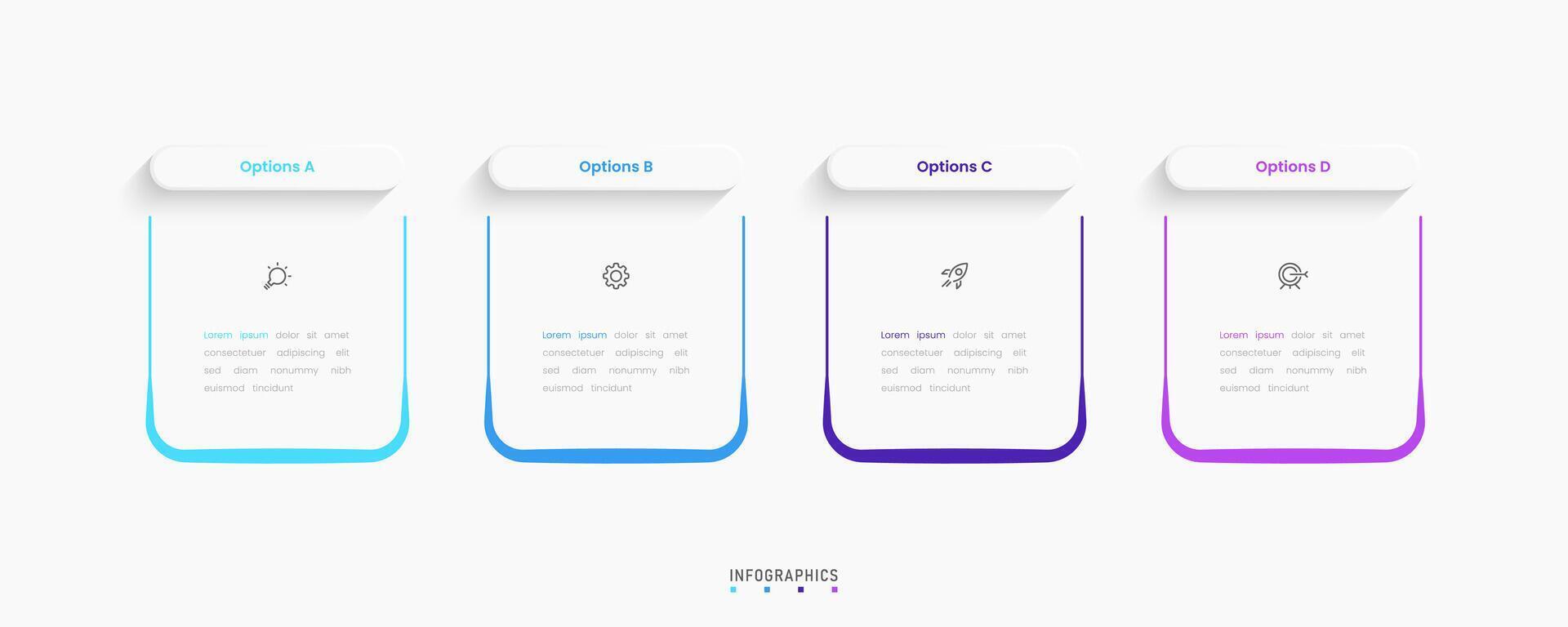 Infographic with icons and 4 options or steps. Can be used for process diagram, presentations, banner, flow chart, info graph. vector