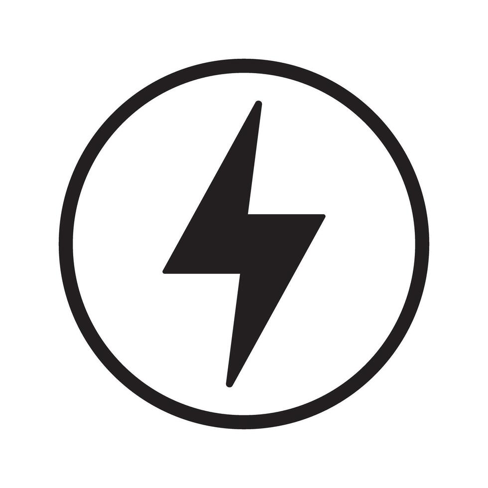 Lightning bolt sign in the circle. Electric power icon. Energy and thunder electricity symbol. vector