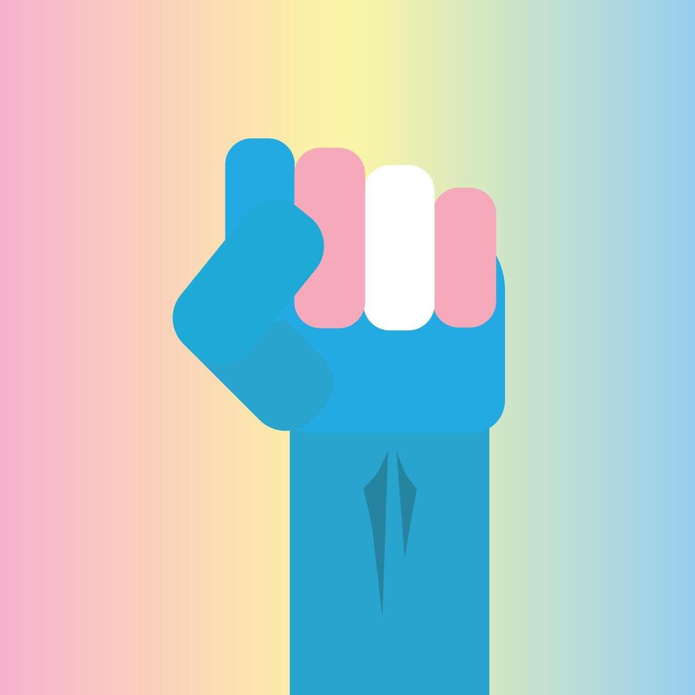 Transgender Pride Fist Symbol on Rainbow Pastel Background vector