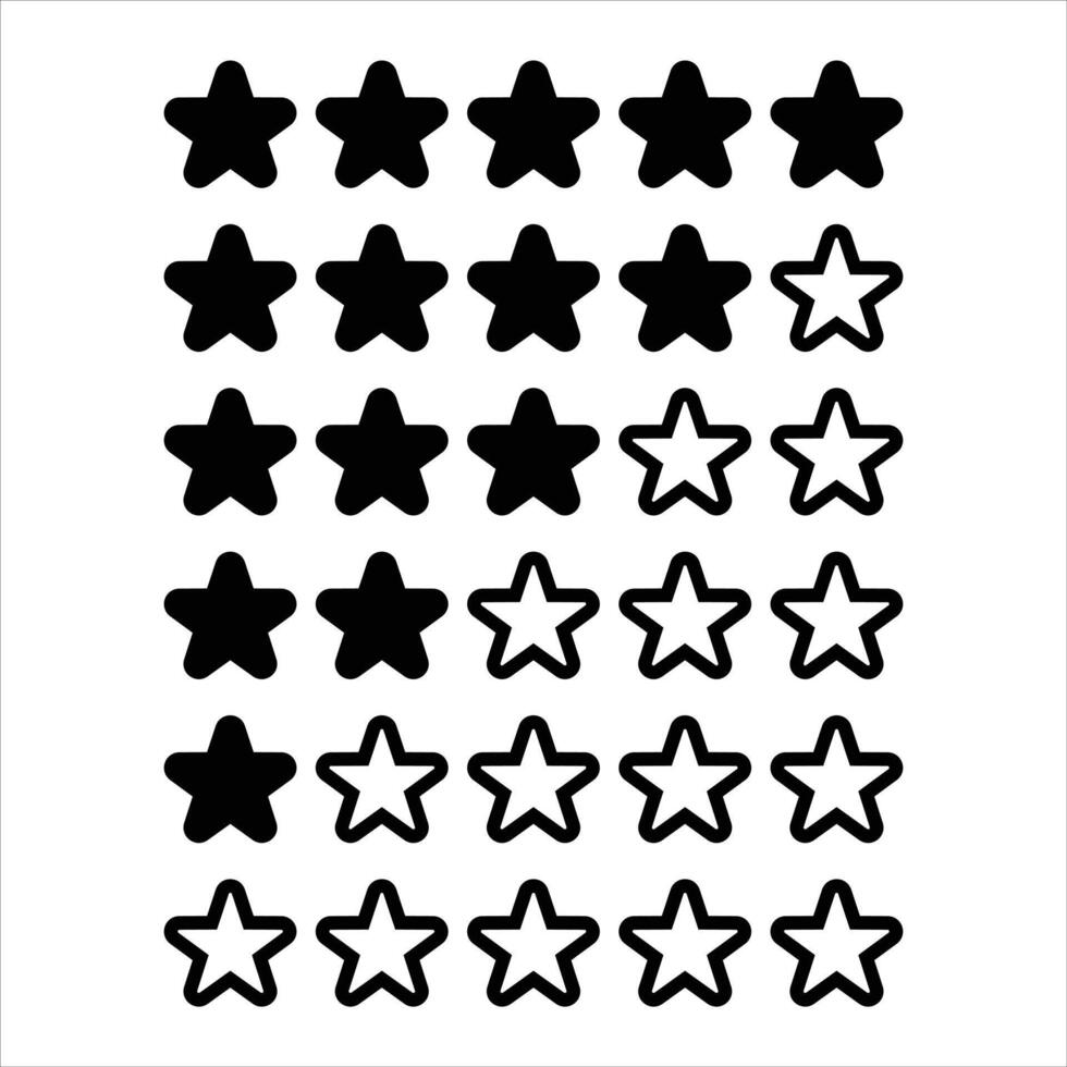 Rating Stars Illustration Five rows of stars depict a rating scale Some stars are filled in solid while others are outlined indicating a score vector