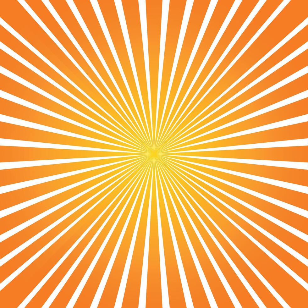 Vibrant orange and white sunburst background with radiating lines creating a dynamic, energetic design. Graphic illustration for lively projects. vector